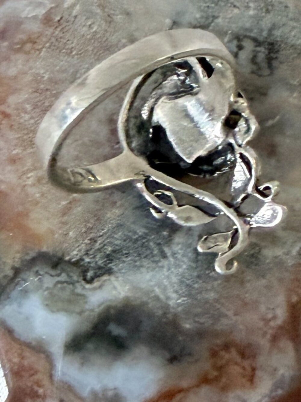 Sterling Silver Rose Statement Ring - Silver - Picture 4 of 4